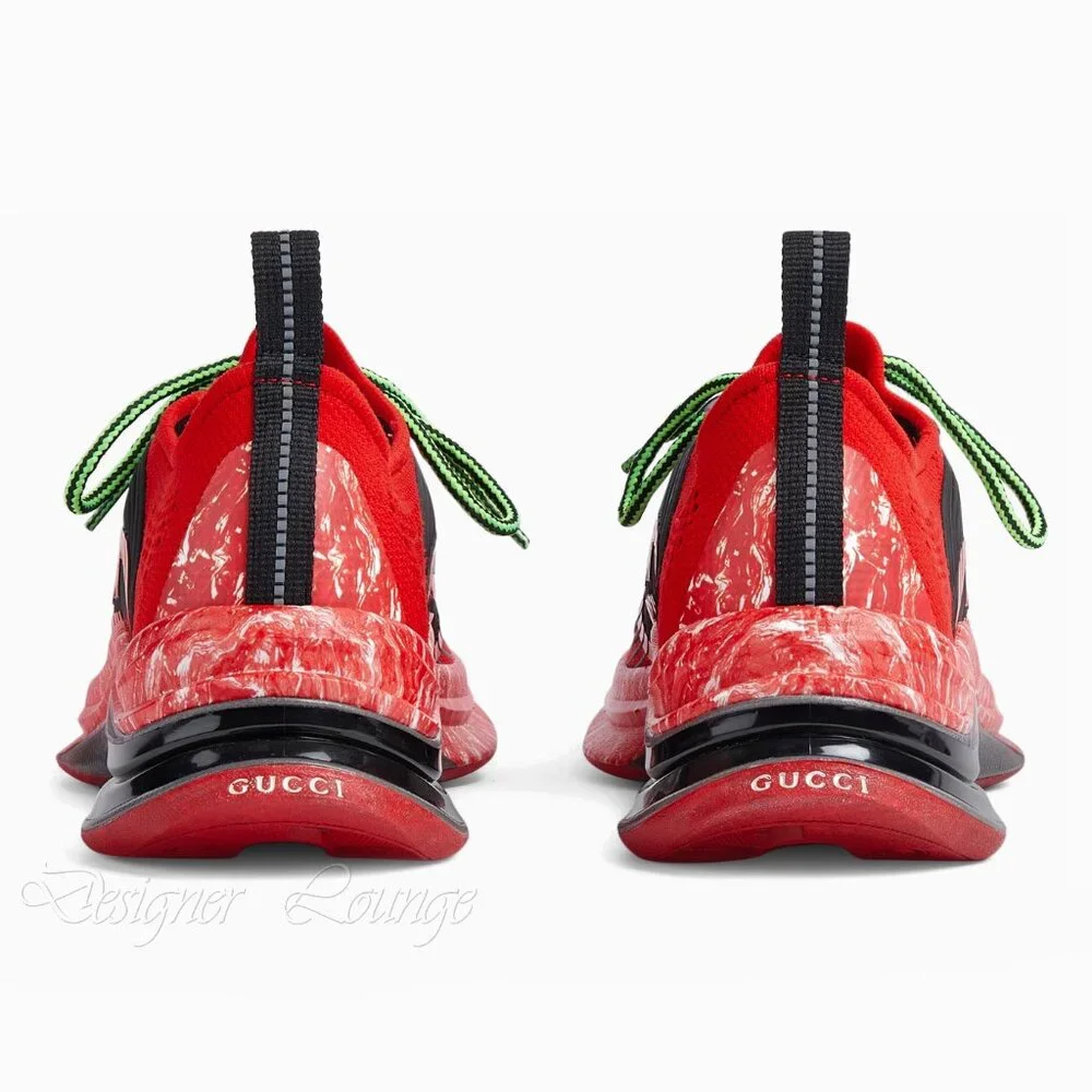 NEW GUCCI Run GG Logo Red/Black Men’s Low Top Sneakers Size G 9.5 US 10 Authent